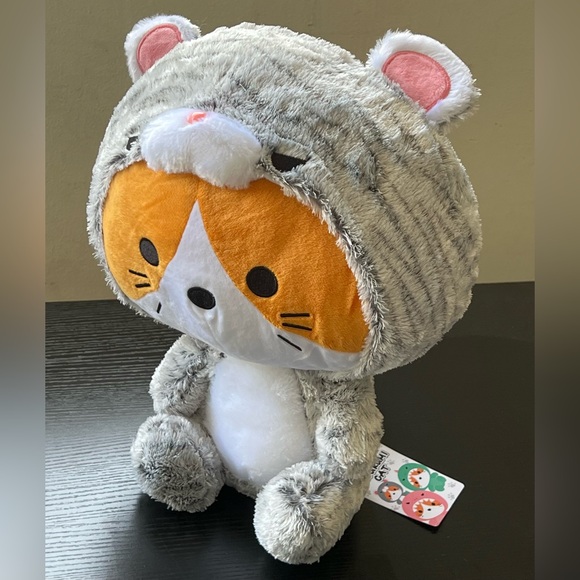 14” Kigurumi Cat in Gray Bobcat Costume Plush - Picture 3 of 3